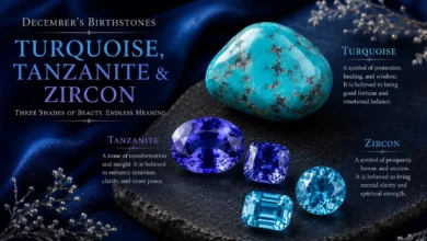 December birthstones: turquoise, tanzanite, zircon