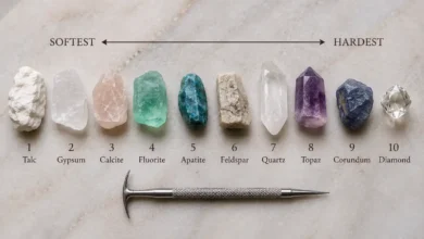 gemstones arranged from softest to hardest on the Mohs scale