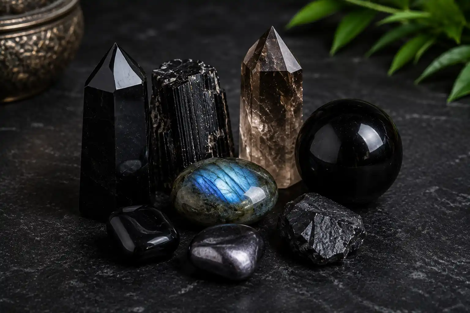 Mystical crystal arrangement on stone