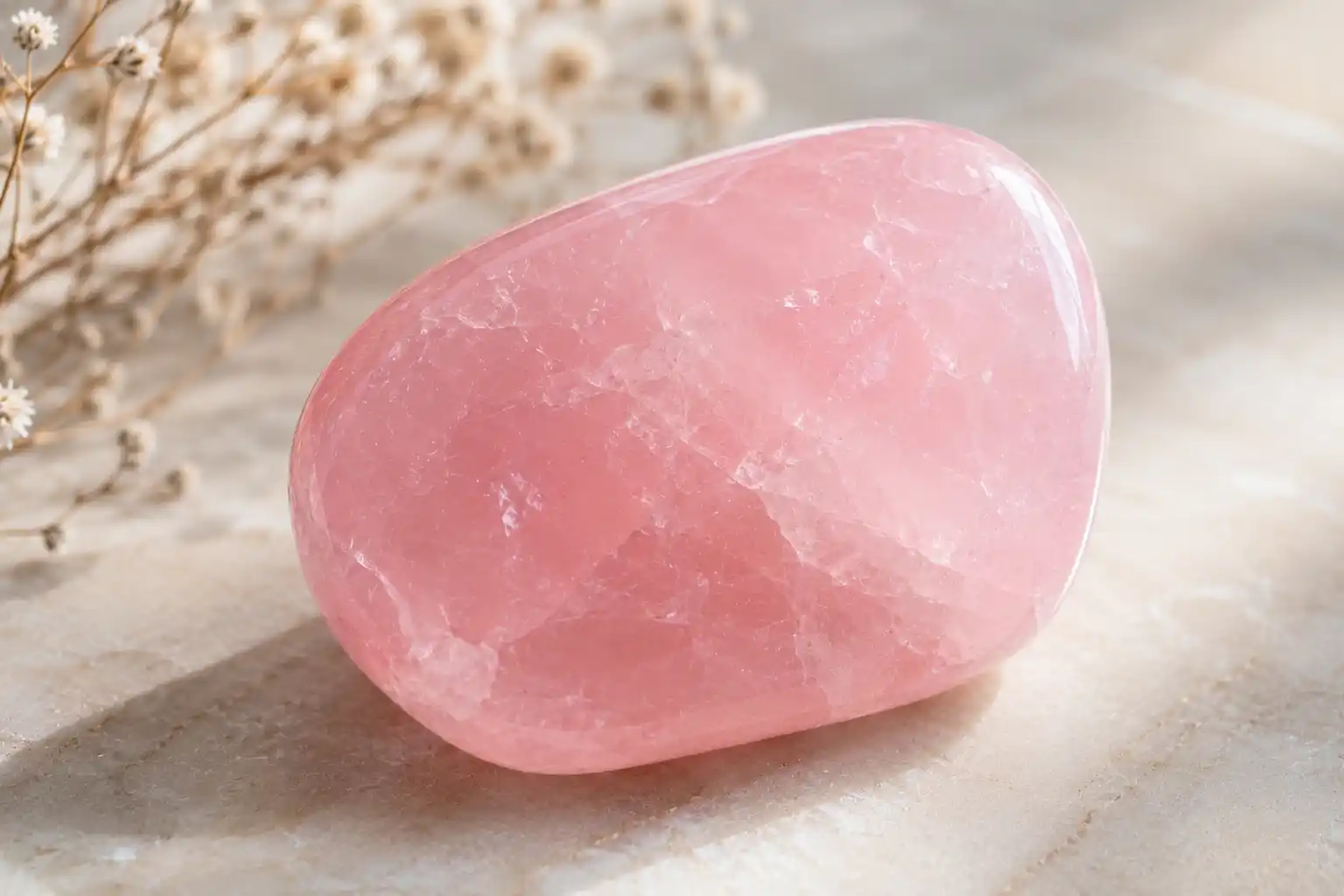 polished rose quartz showing soft pink translucence