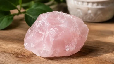 a piece of soft pink rose quartz crystal