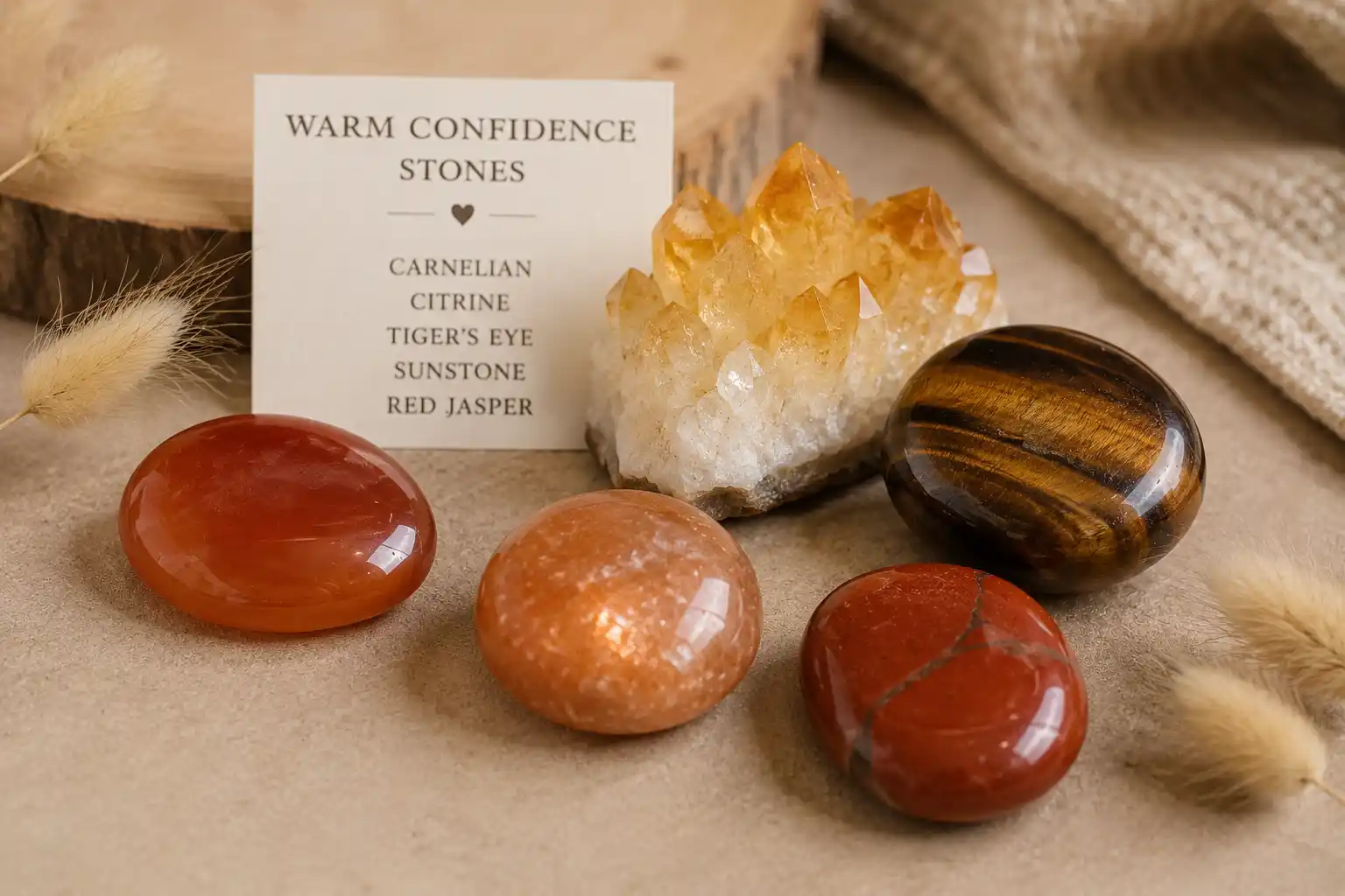 Warm confidence with healing stones