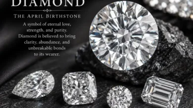 a brilliant white diamond, the April birthstone
