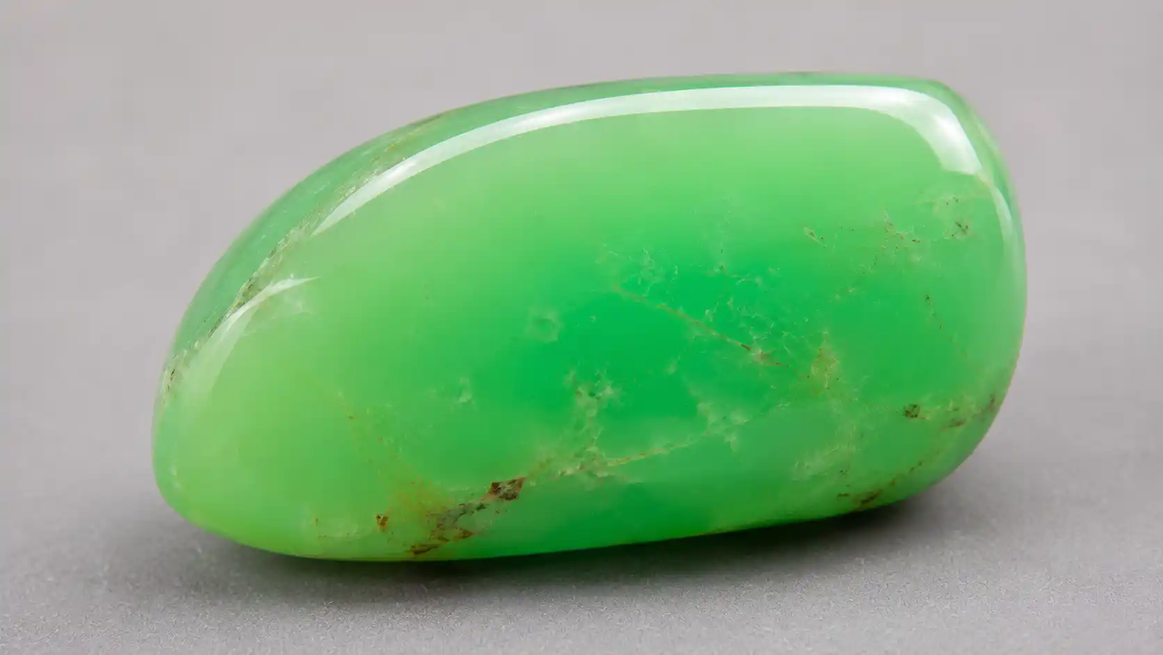 a luminous apple-green chrysoprase stone