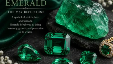 a lush green emerald, the May birthstone