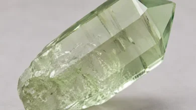a pale green prasiolite (green amethyst) crystal
