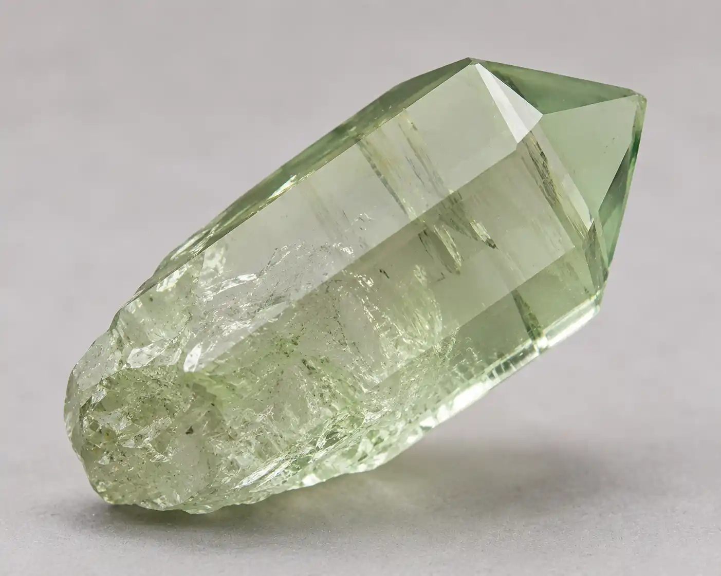 a pale green prasiolite (green amethyst) crystal