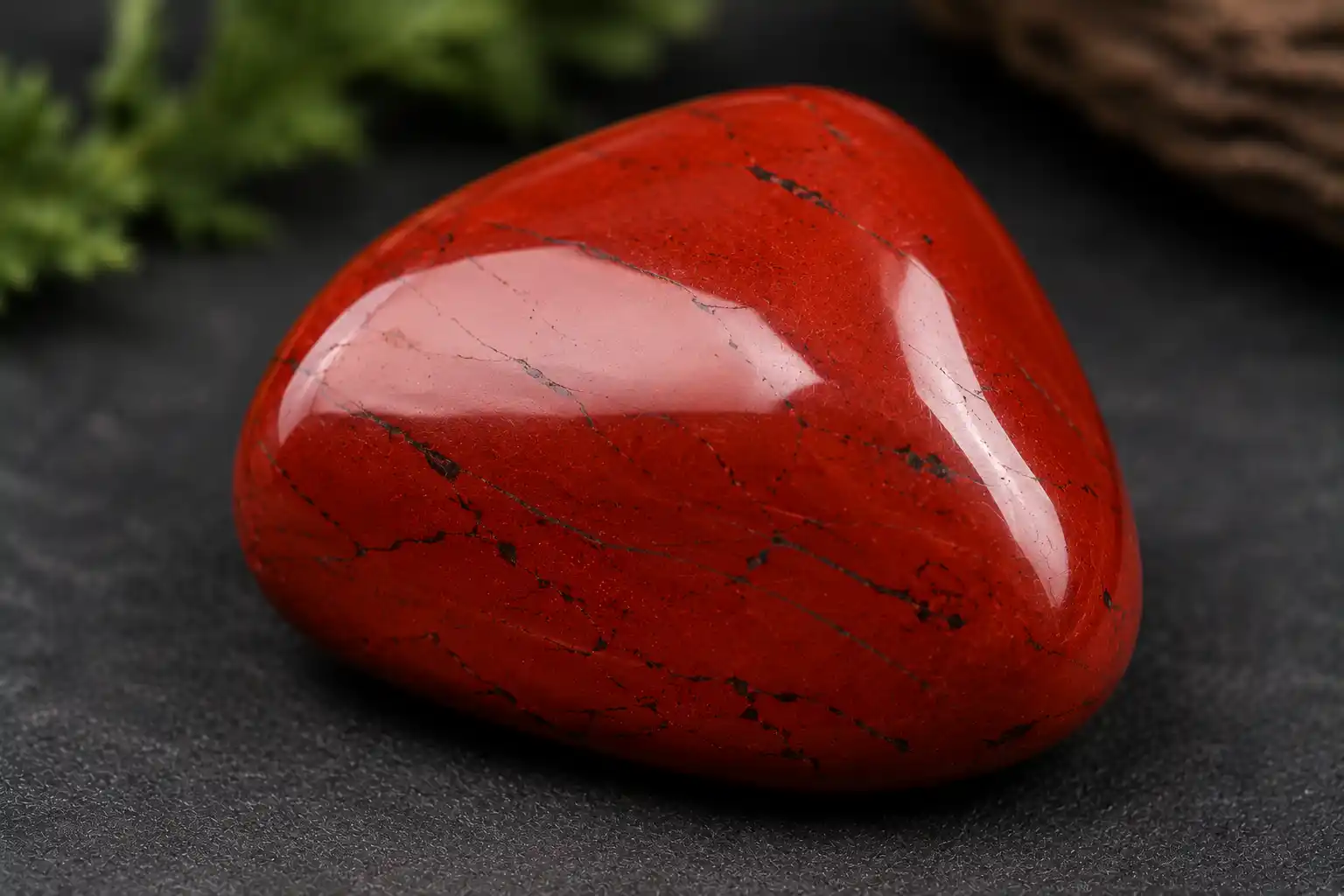 a polished brick-red red jasper stone