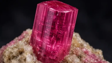 a rosy-pink tourmaline crystal