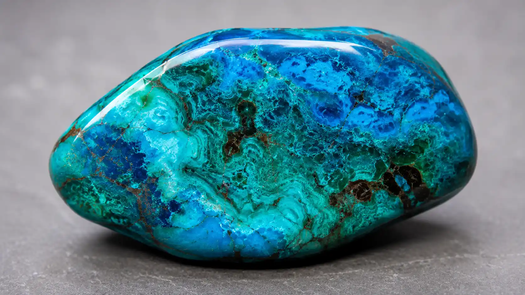 a vivid blue-green chrysocolla stone