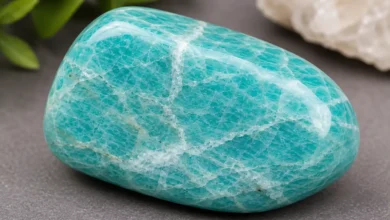 blue-green amazonite stone with white veining