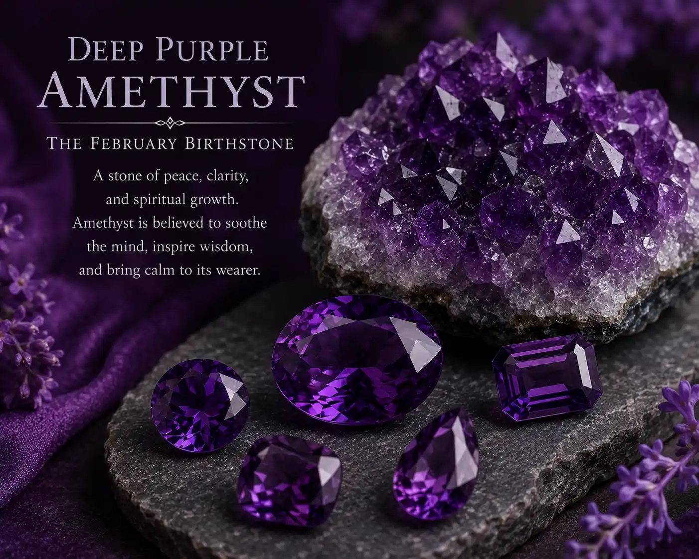 deep purple amethyst, the February birthstone