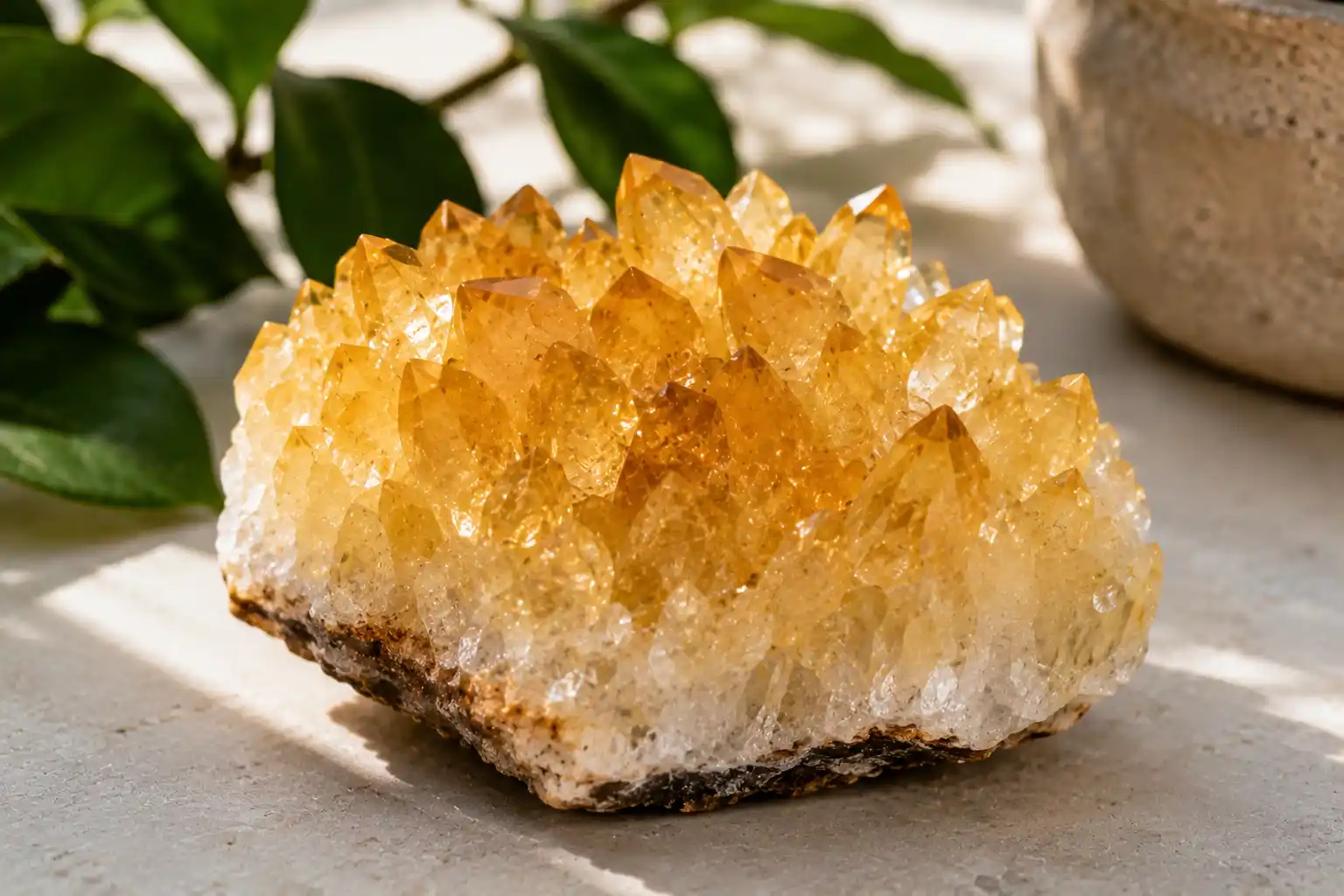 golden citrine crystal showing warm color