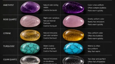 comparing real crystals with common fakes like dyed howlite and glass