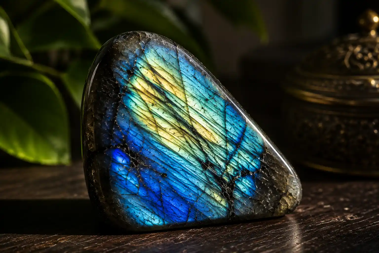 labradorite catching the light at an angle