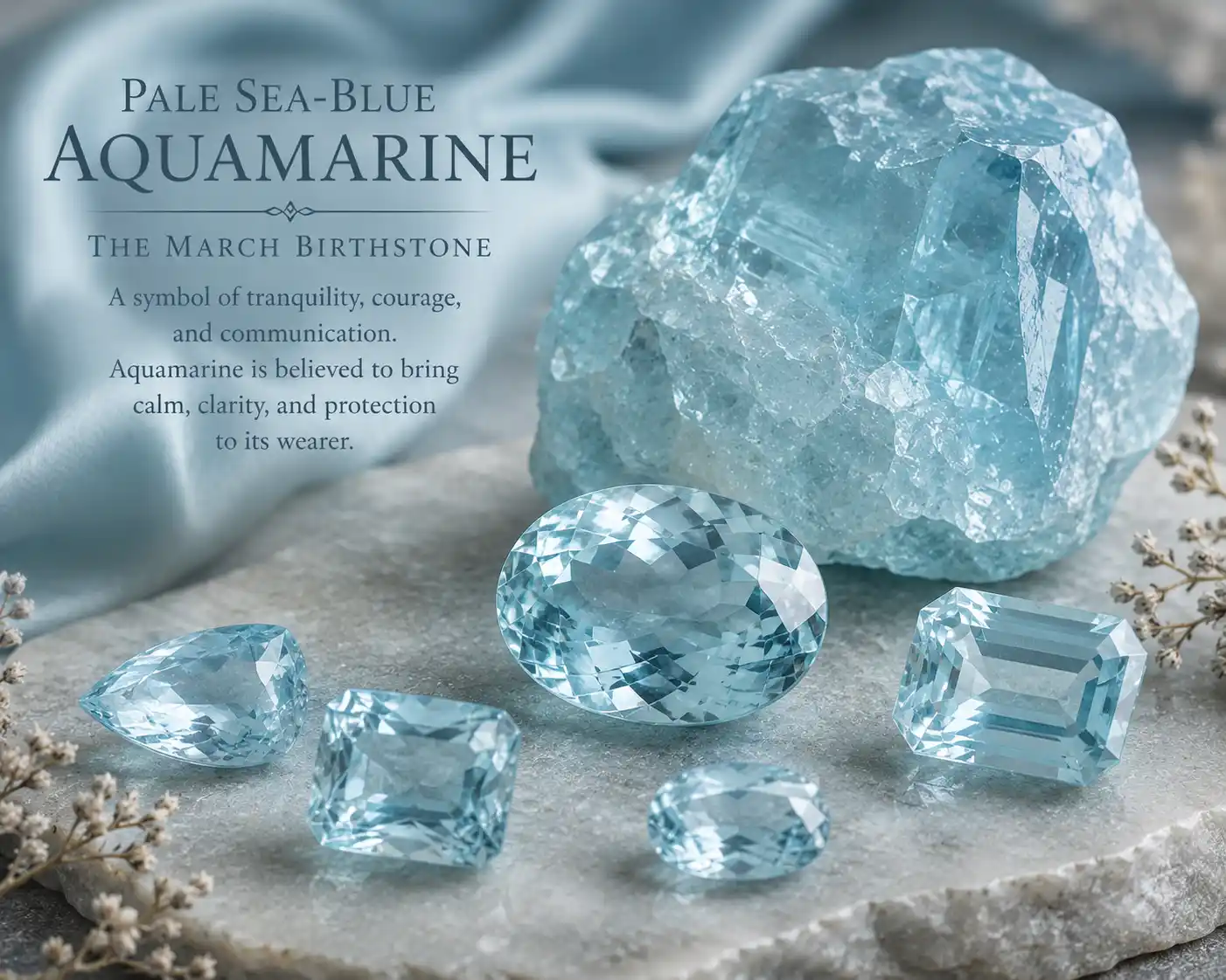 pale sea-blue aquamarine, the March birthstone