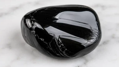 a polished black obsidian stone