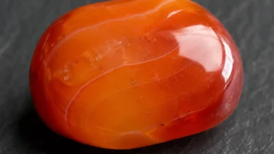 a polished orange-red carnelian stone
