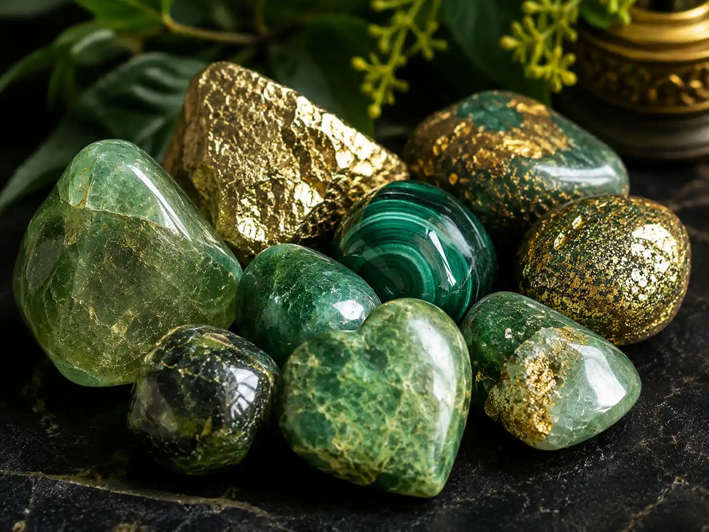crystals for money including citrine, green aventurine and pyrite