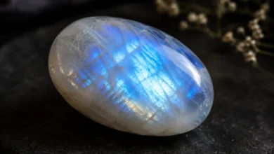 photo of moonstone showing its blue/white glow
