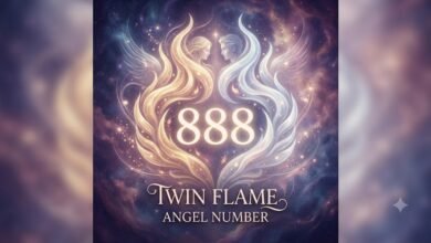 888 twin flame angel number with a mirrored flame motif