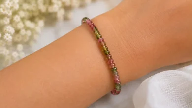Delicate bracelet with soft floral backdrop
