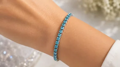 Elegant blue gemstone bracelet close-up