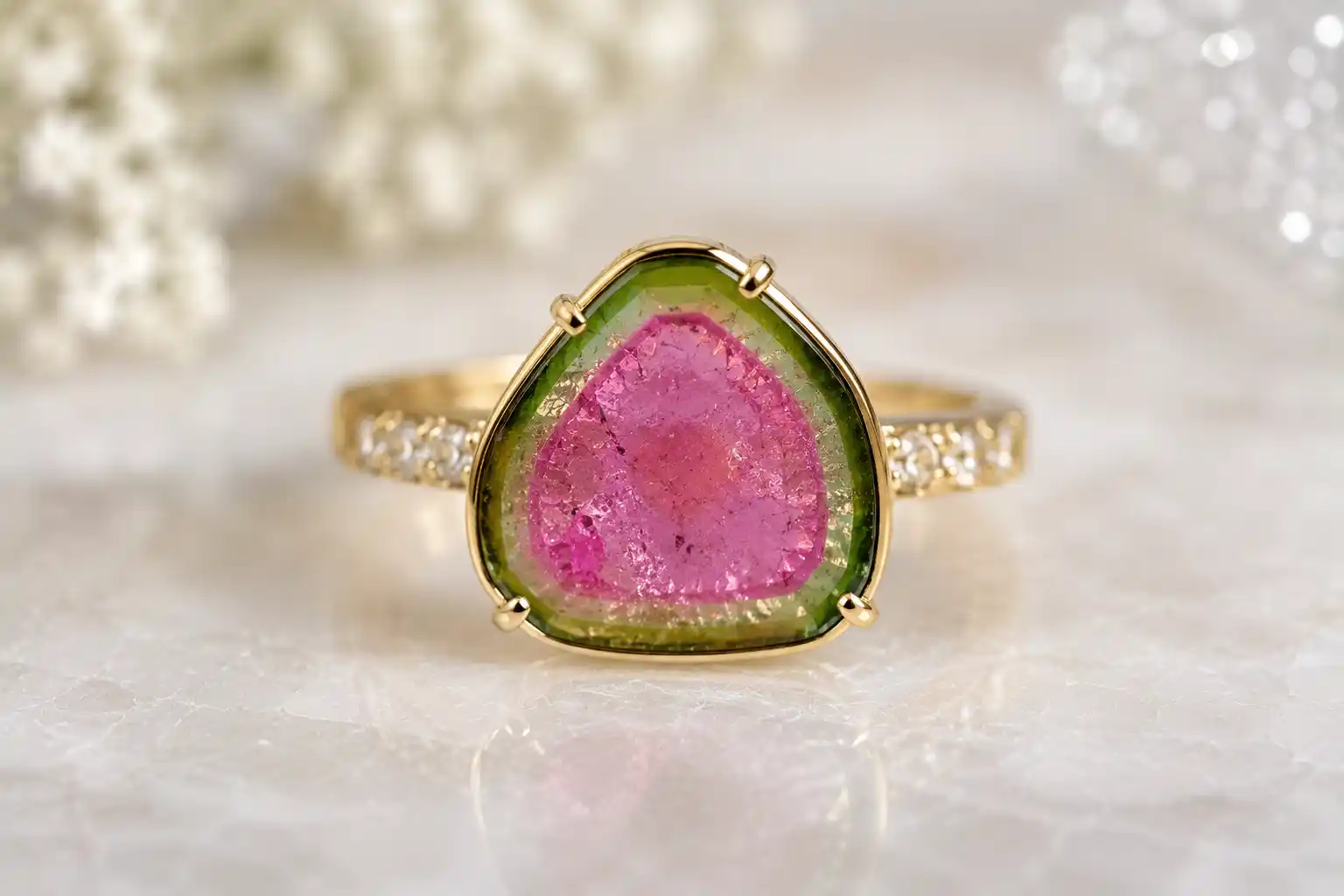 Elegant gold ring with tourmaline gemstone