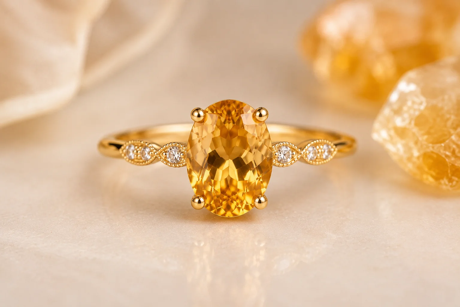 a golden citrine ring