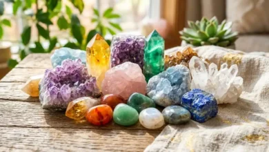 a group of bright, cheerful yellow and pink happiness crystals