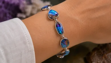 boulder opal bracelet on a wrist