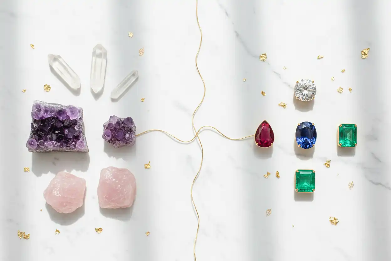 crystals vs gemstones difference