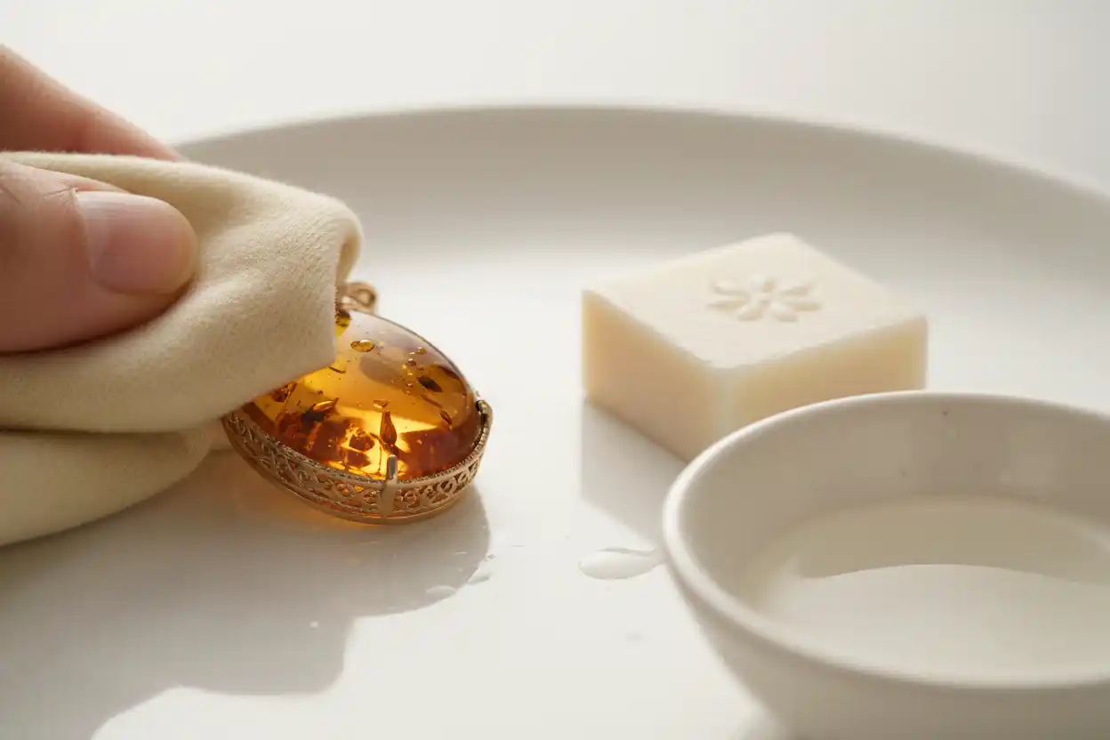 how to clean amber jewelry