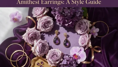 pair of deep purple amethyst drop earrings