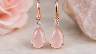 pair of rose quartz earrings