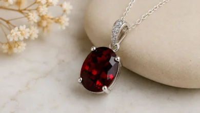 photo of a deep red garnet pendant