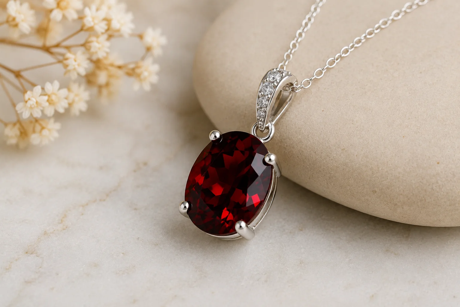 photo of a deep red garnet pendant
