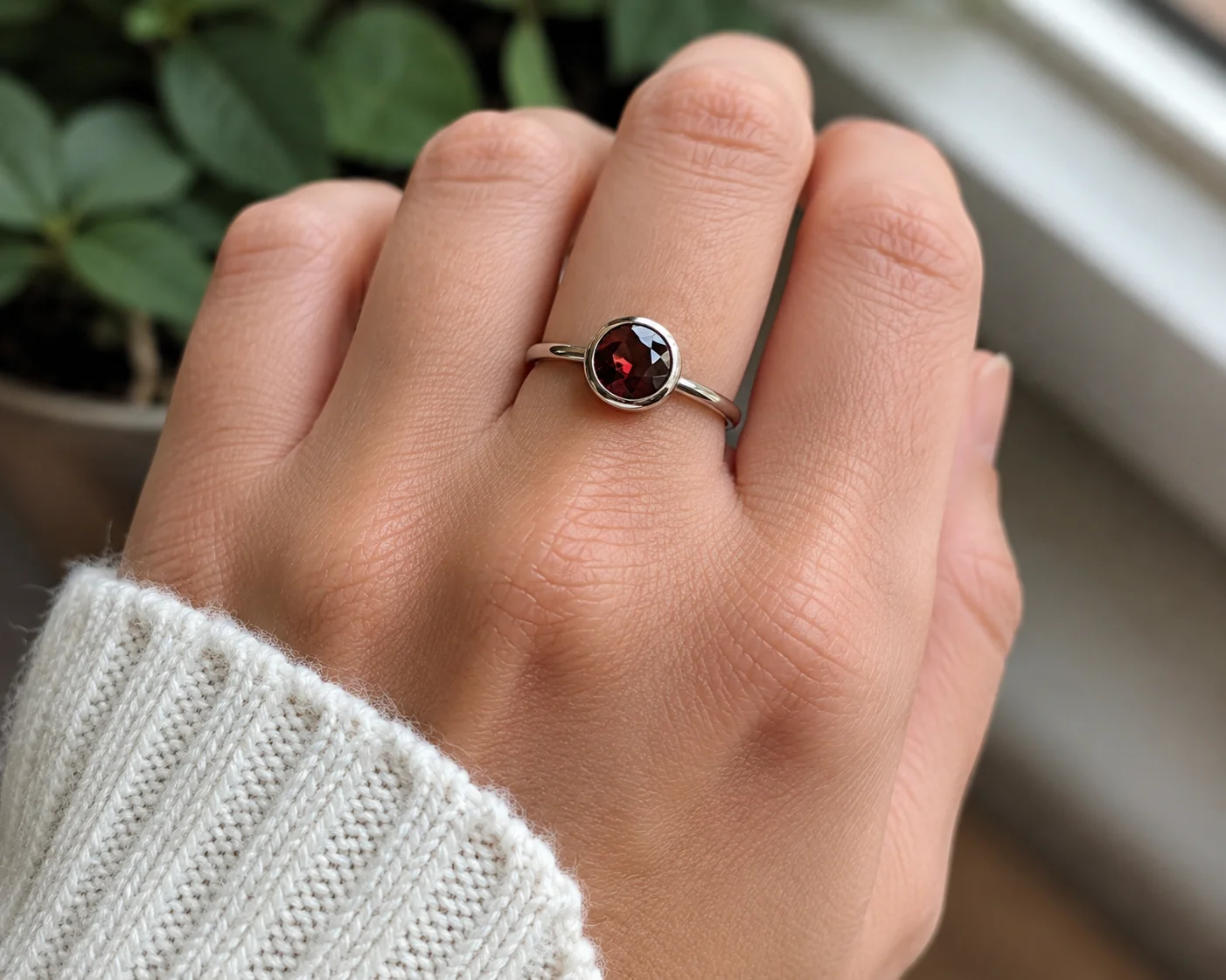 photo of a garnet ring worn daily