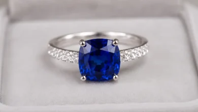 photo of a lab-grown sapphire ring
