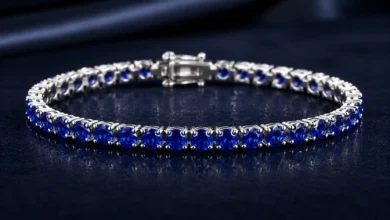 photo of a lab-grown sapphire tennis bracelet