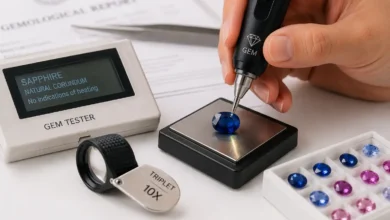 photo of a sapphire being tested