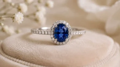 photo of a sapphire engagement ring