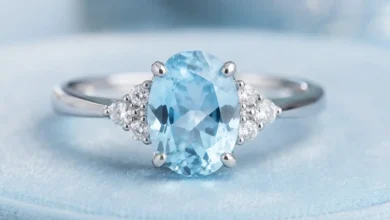 photo of a sky-blue aquamarine ring