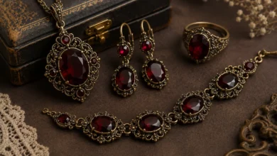 photo of antique-style garnet jewelry