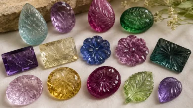 photo of carved gemstone pieces