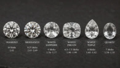photo of colorless stones compared side by side