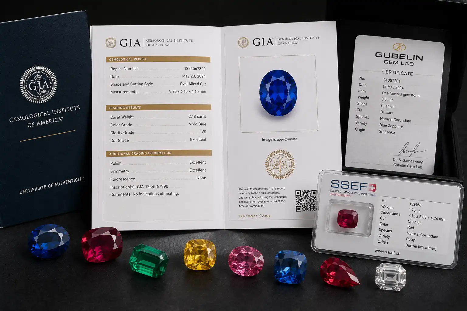 photo of fine certified gemstones