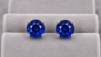 photo of matched lab-grown sapphire studs