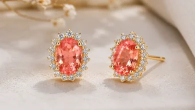 photo of padparadscha stud earrings