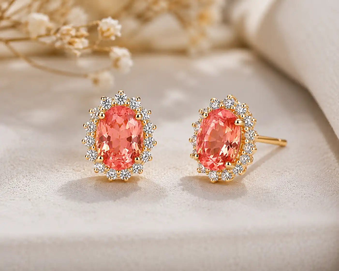 photo of padparadscha stud earrings